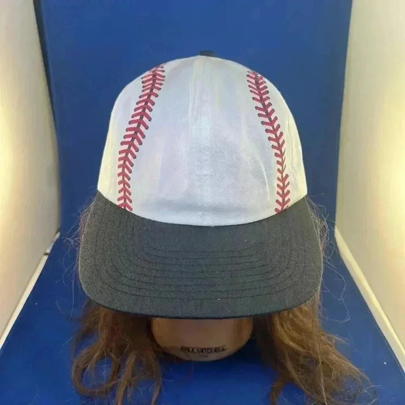 Vintage Baseball-Themed Adjustable Cap with Stitch Design - Picture 1 of 5